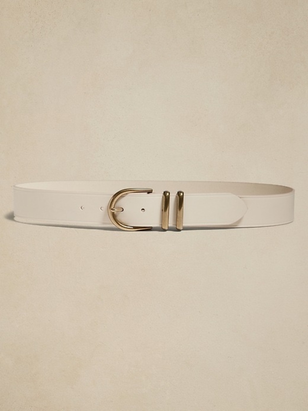 Banana Republic White Leather Belt with Gold Buckle